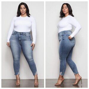 Good American Women's High-Waisted Crop Skinny Jeans, size 18